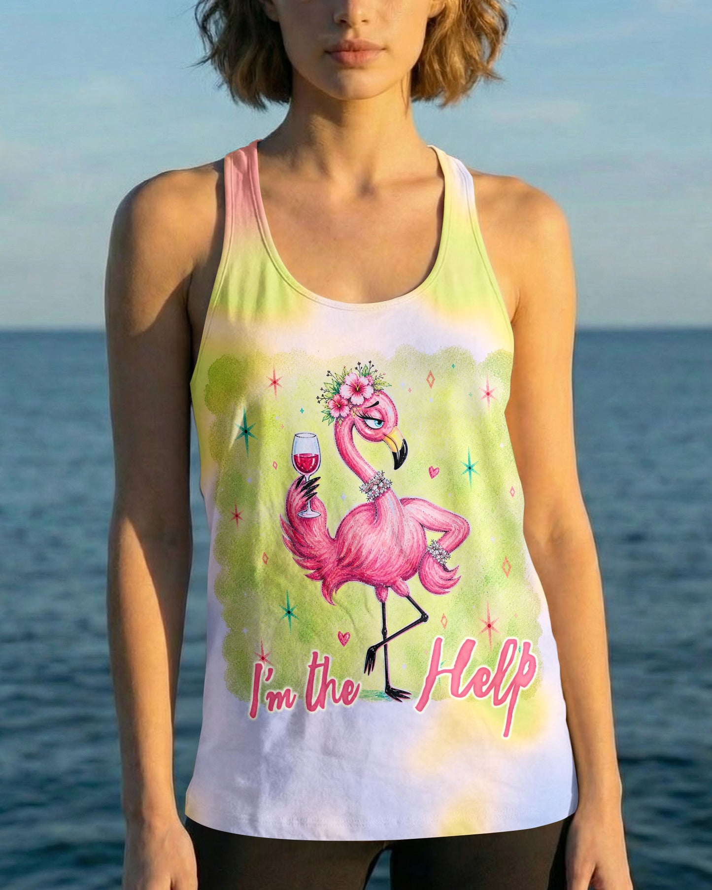 I'M THE HELP FUNNY FLAMINGO ALL OVER PRINT – RI0605263