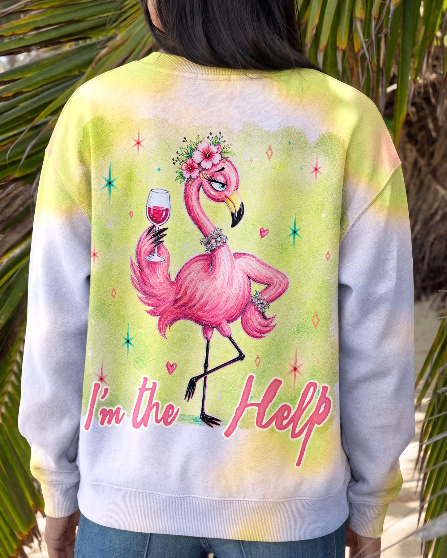 I'M THE HELP FUNNY FLAMINGO ALL OVER PRINT – RI0605263