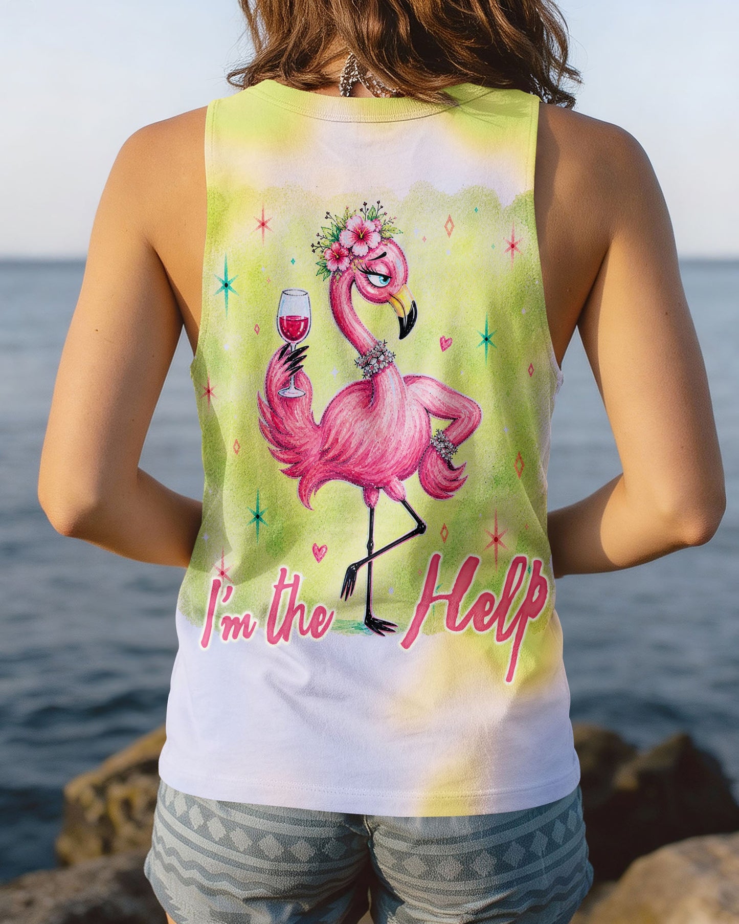 I'M THE HELP FUNNY FLAMINGO ALL OVER PRINT – RI0605263