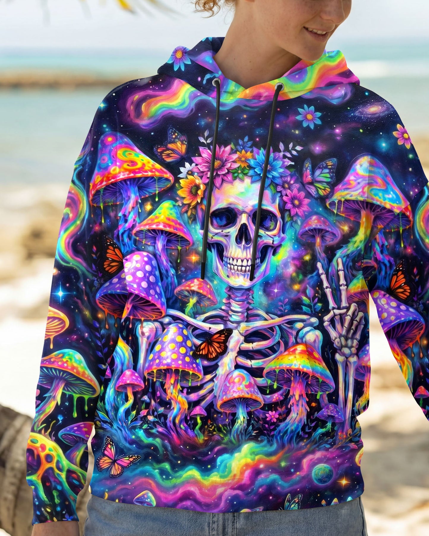 PSYCHEDELIC MUSHROOM SKULL GALAXY ALL OVER PRINT - RI1205262