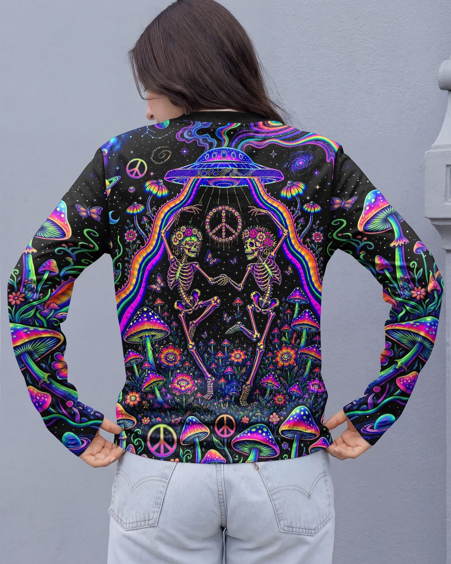 COSMIC UFO HIPPIE SKULL MUSHROOM ALL OVER PRINT - RI1205261