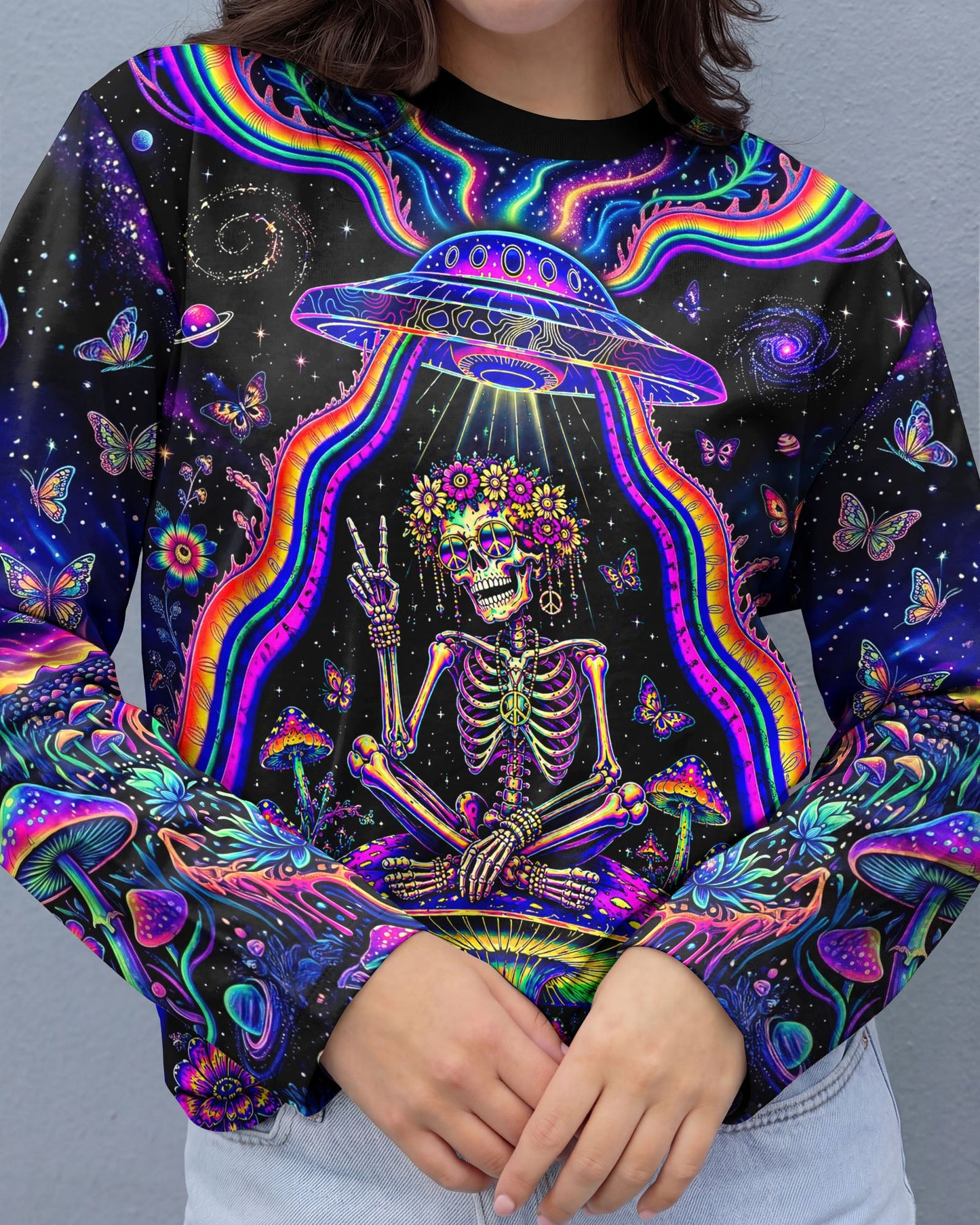 COSMIC UFO HIPPIE SKULL MUSHROOM ALL OVER PRINT - RI1205261