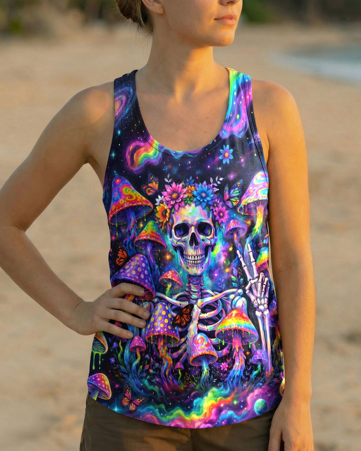 PSYCHEDELIC MUSHROOM SKULL GALAXY ALL OVER PRINT - RI1205262