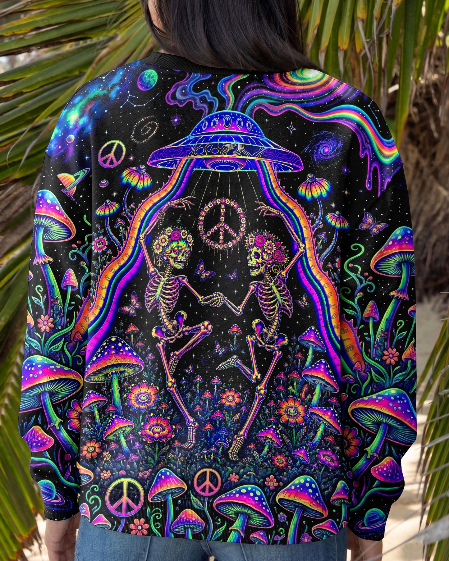 COSMIC UFO HIPPIE SKULL MUSHROOM ALL OVER PRINT - RI1205261