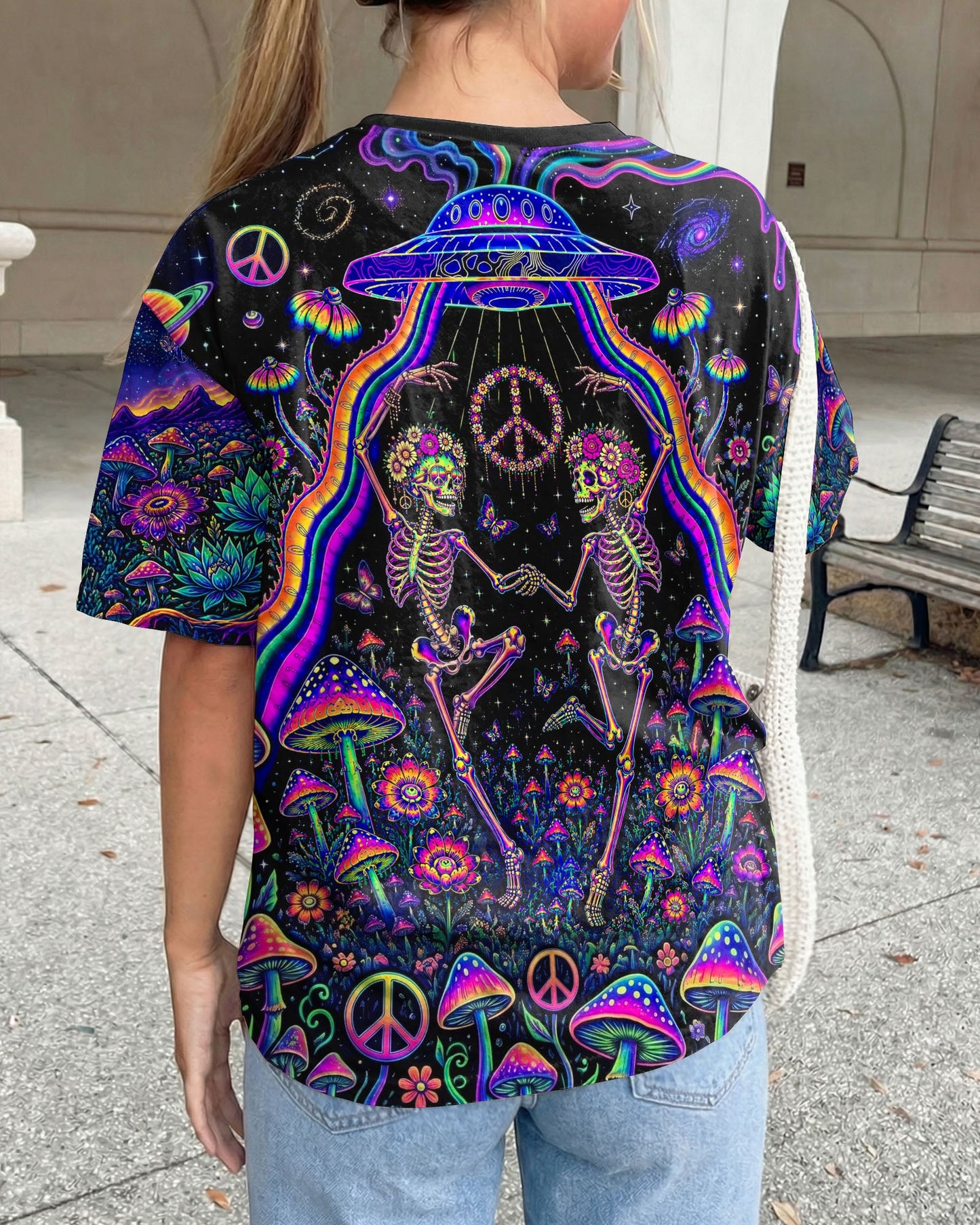 COSMIC UFO HIPPIE SKULL MUSHROOM ALL OVER PRINT - RI1205261