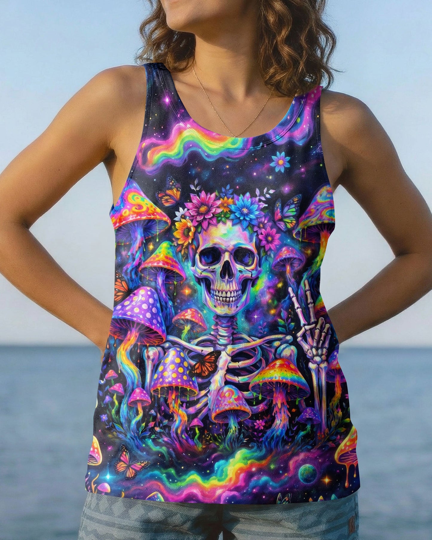 PSYCHEDELIC MUSHROOM SKULL GALAXY ALL OVER PRINT - RI1205262