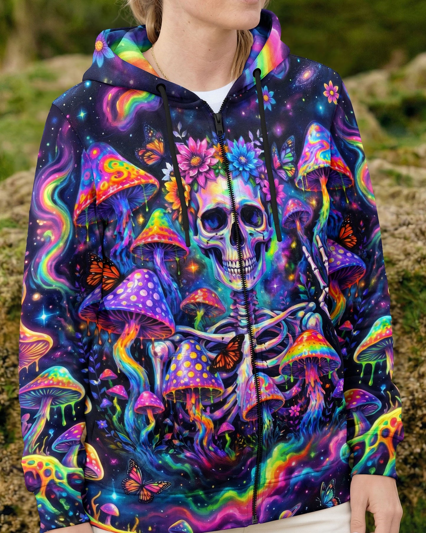 PSYCHEDELIC MUSHROOM SKULL GALAXY ALL OVER PRINT - RI1205262