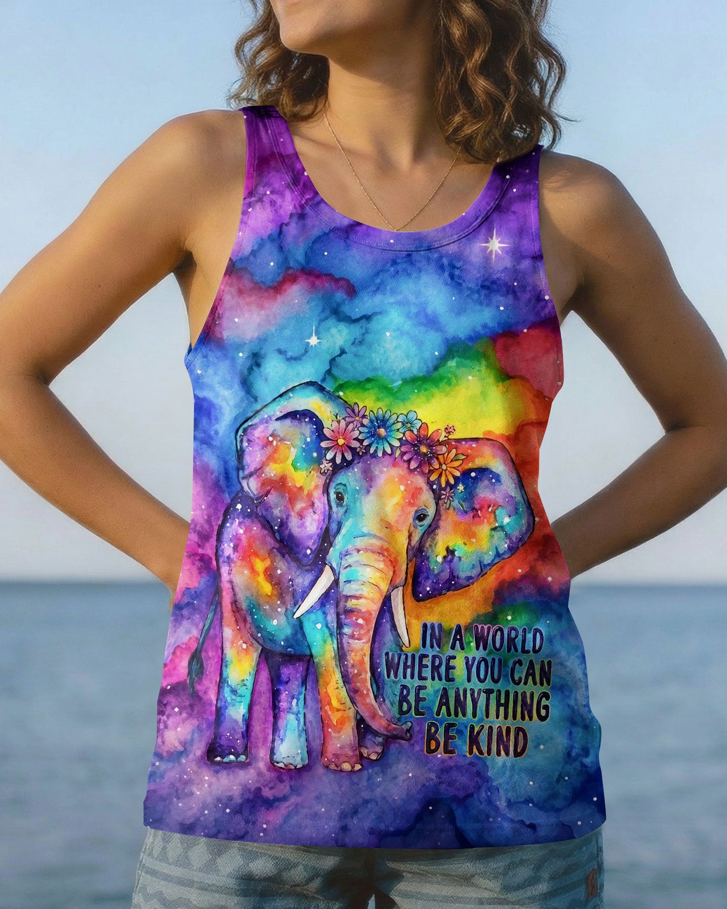 COSMIC ELEPHANT BE KIND WATERCOLOR ALL OVER PRINT - RI1405262