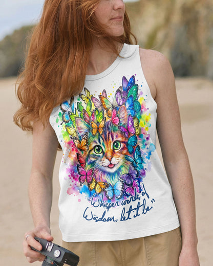 WHISPER WORDS OF WISDOM BUTTERFLY CAT WATERCOLOR ALL OVER PRINT - RI1505261