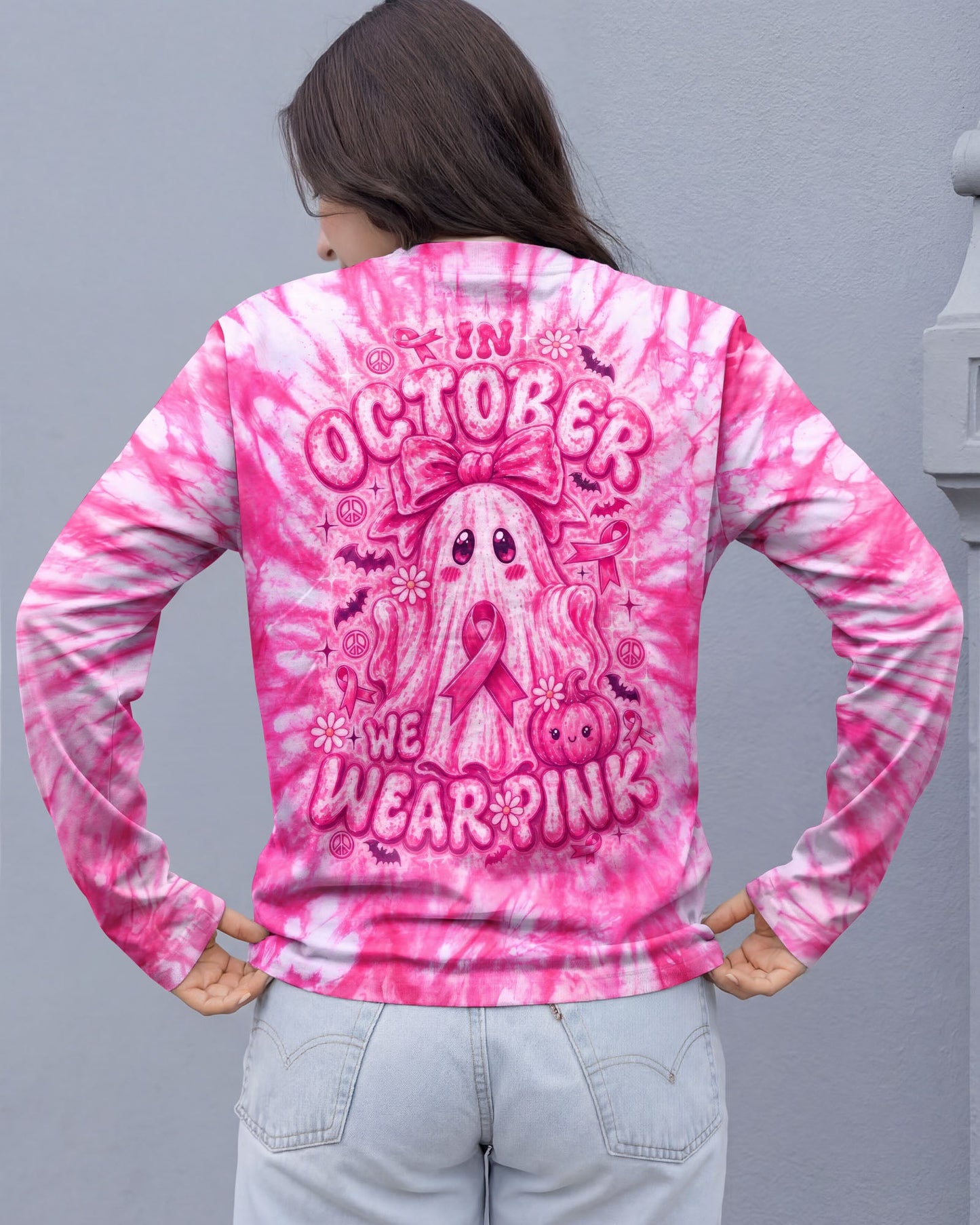 IN OCTOBER WE WEAR PINK GHOST ALL OVER PRINT - RI1507261