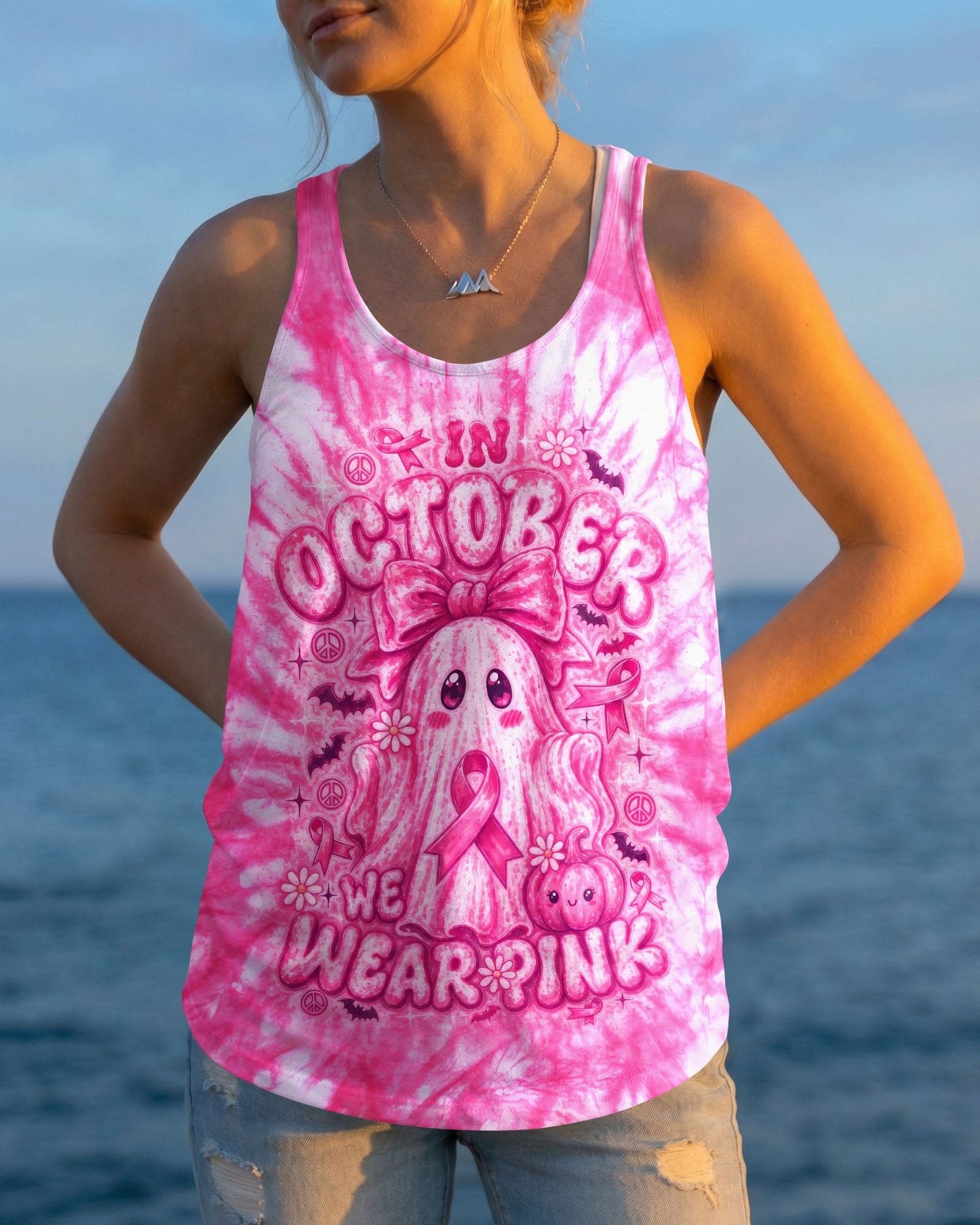 IN OCTOBER WE WEAR PINK GHOST ALL OVER PRINT - RI1507261