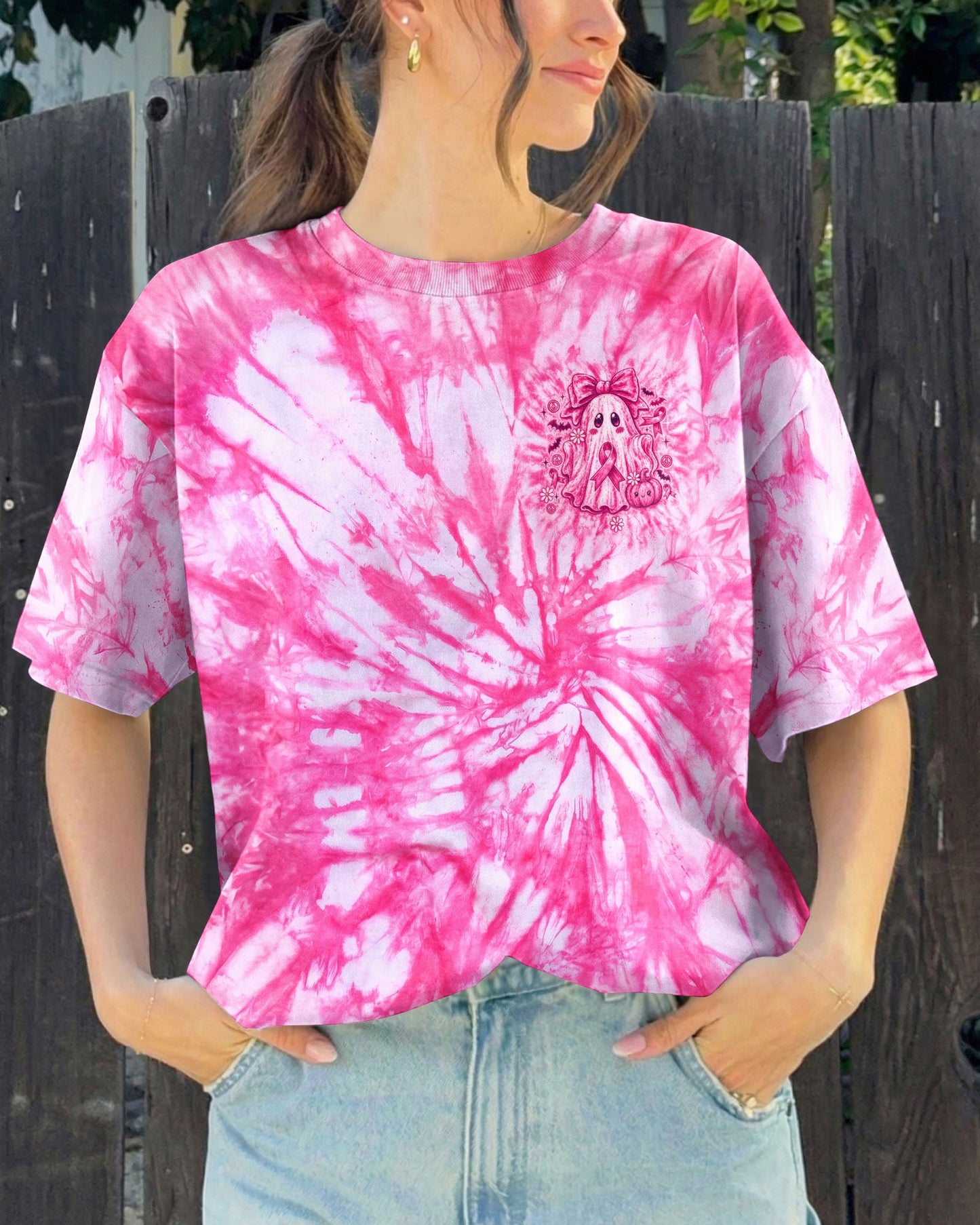 IN OCTOBER WE WEAR PINK GHOST ALL OVER PRINT - RI1507261