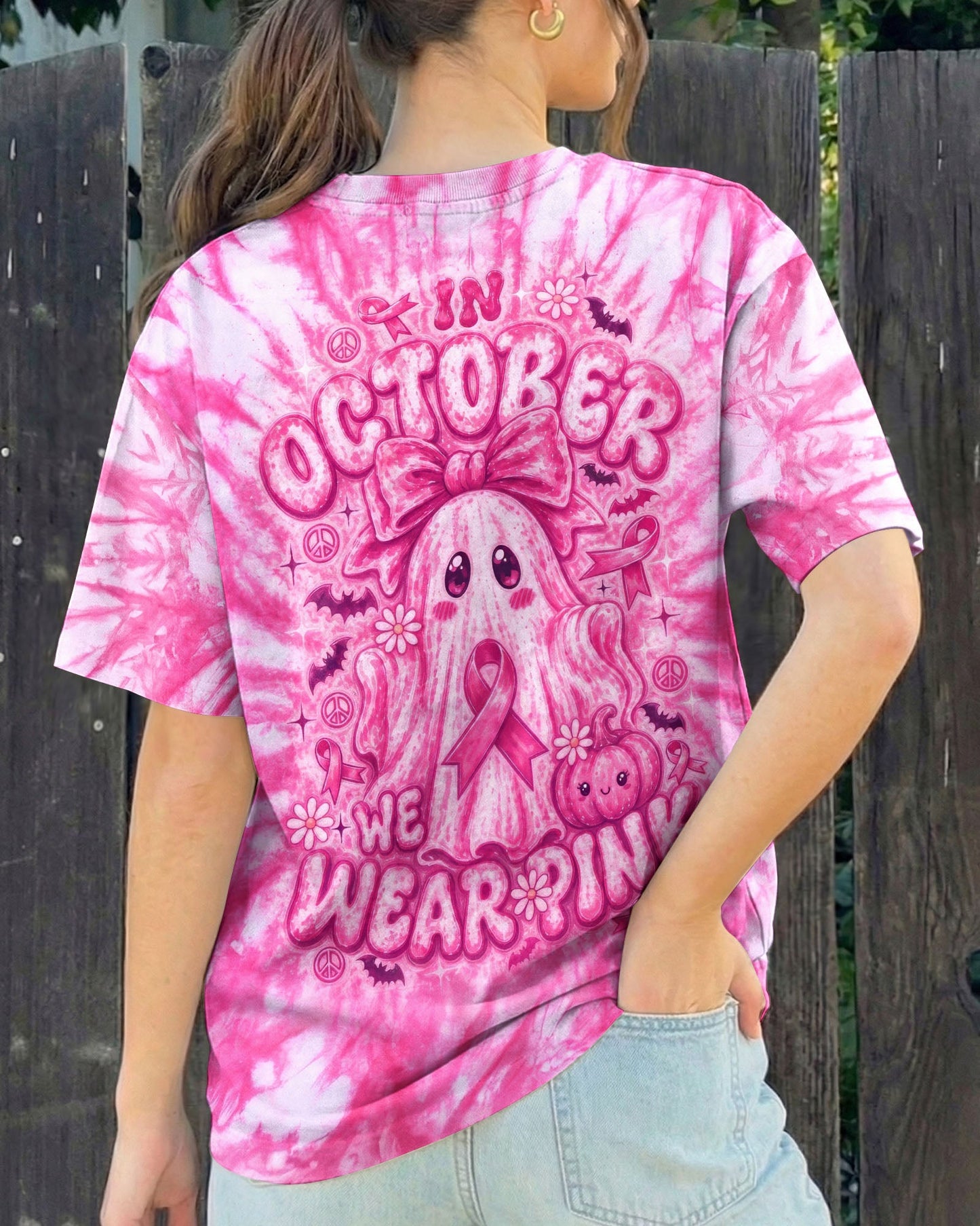 IN OCTOBER WE WEAR PINK GHOST ALL OVER PRINT - RI1507261