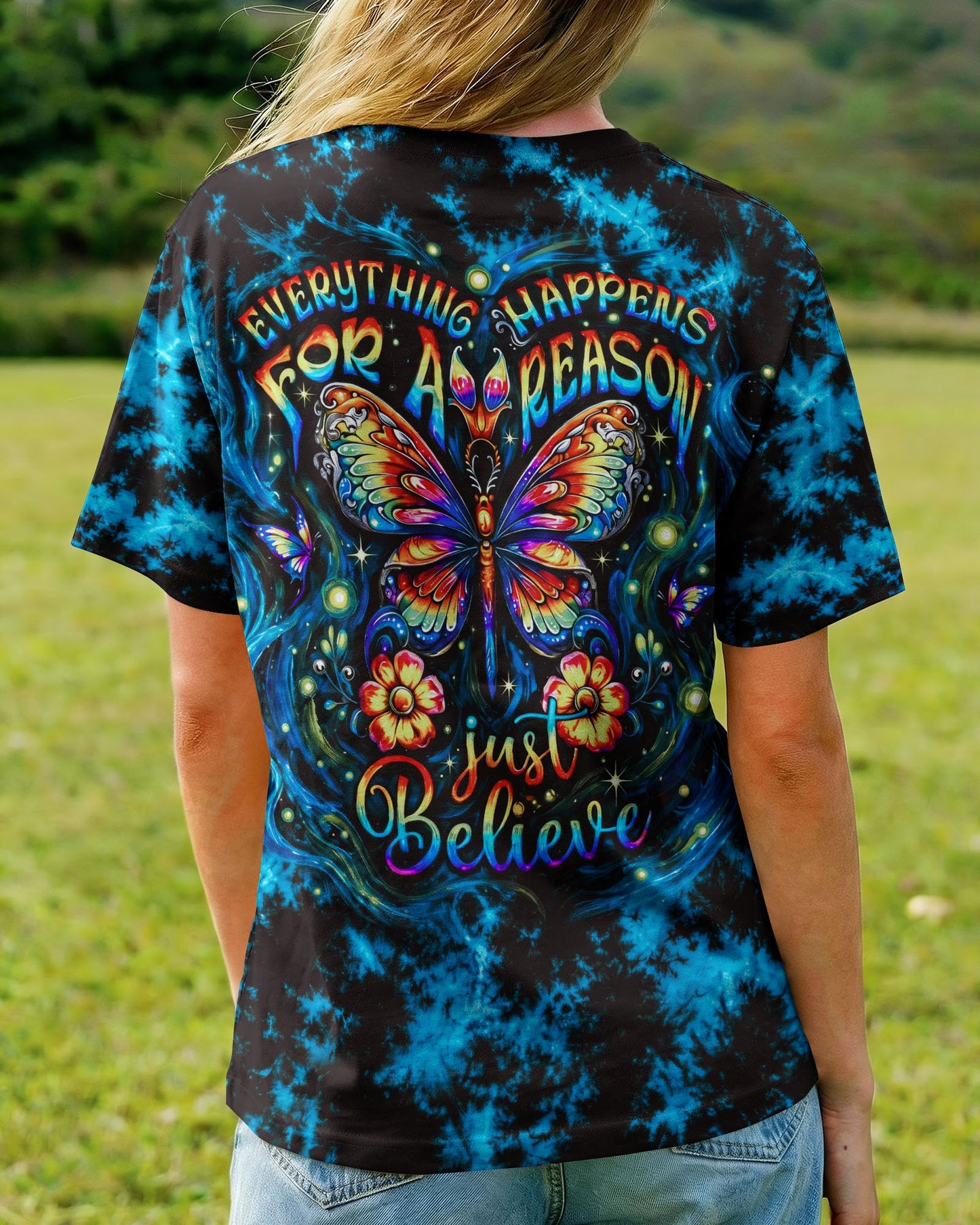 JUST BELIEVE PSYCHEDELIC BUTTERFLY ALL OVER PRINT - RI2506261