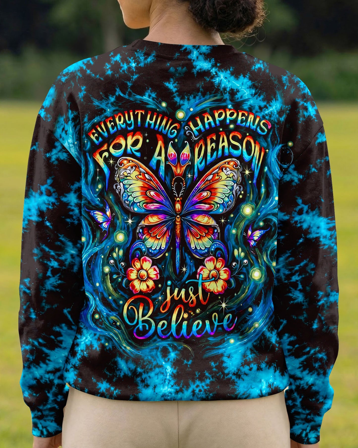 JUST BELIEVE PSYCHEDELIC BUTTERFLY ALL OVER PRINT - RI2506261