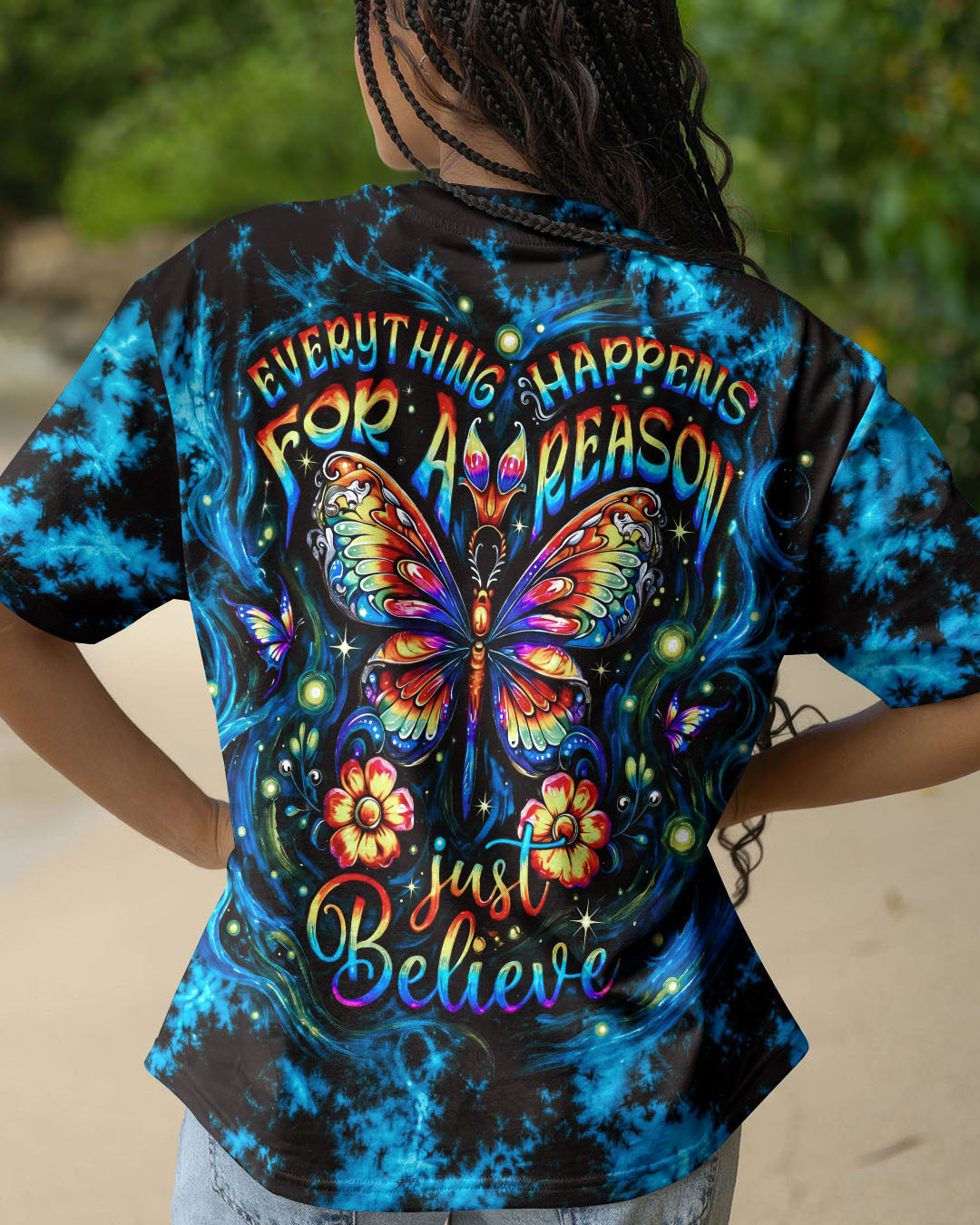 JUST BELIEVE PSYCHEDELIC BUTTERFLY ALL OVER PRINT - RI2506261