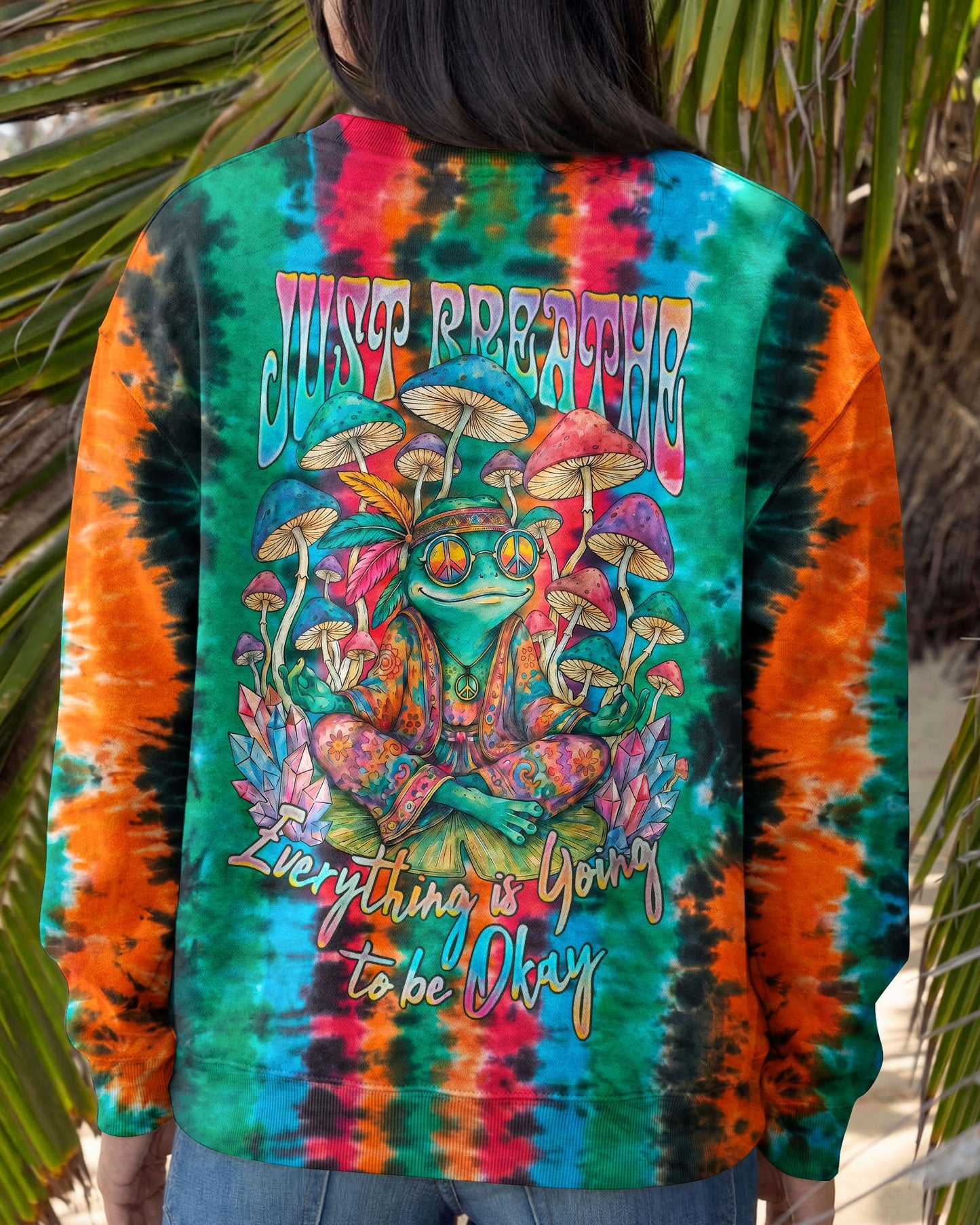 JUST BREATHE HIPPIE FROG ALL OVER PRINT - RI2706212