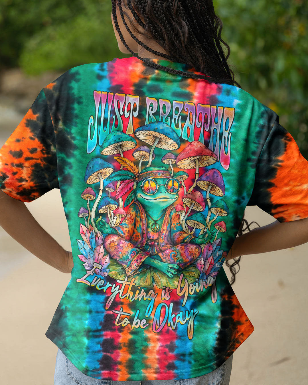 JUST BREATHE HIPPIE FROG ALL OVER PRINT - RI2706212