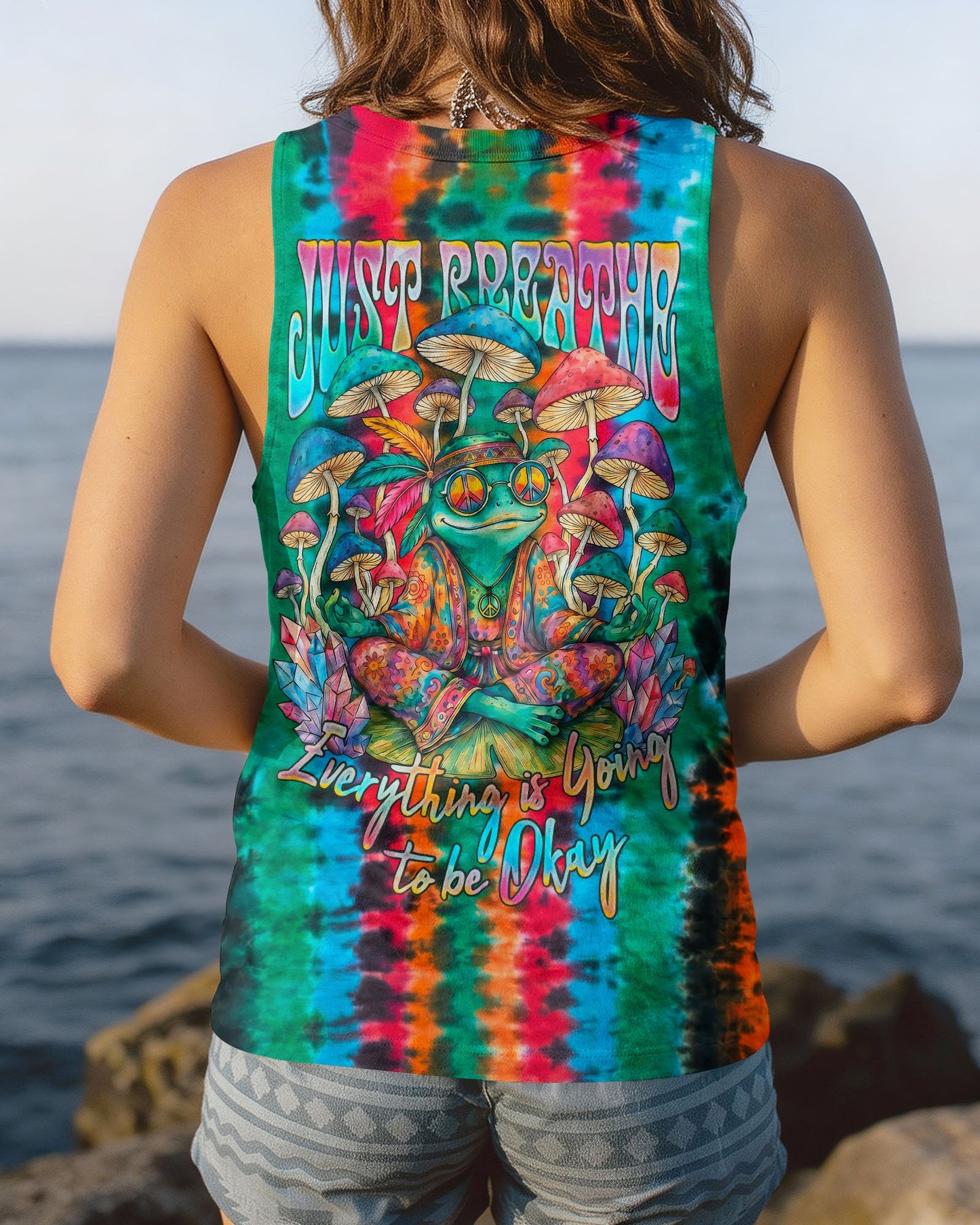 JUST BREATHE HIPPIE FROG ALL OVER PRINT - RI2706212