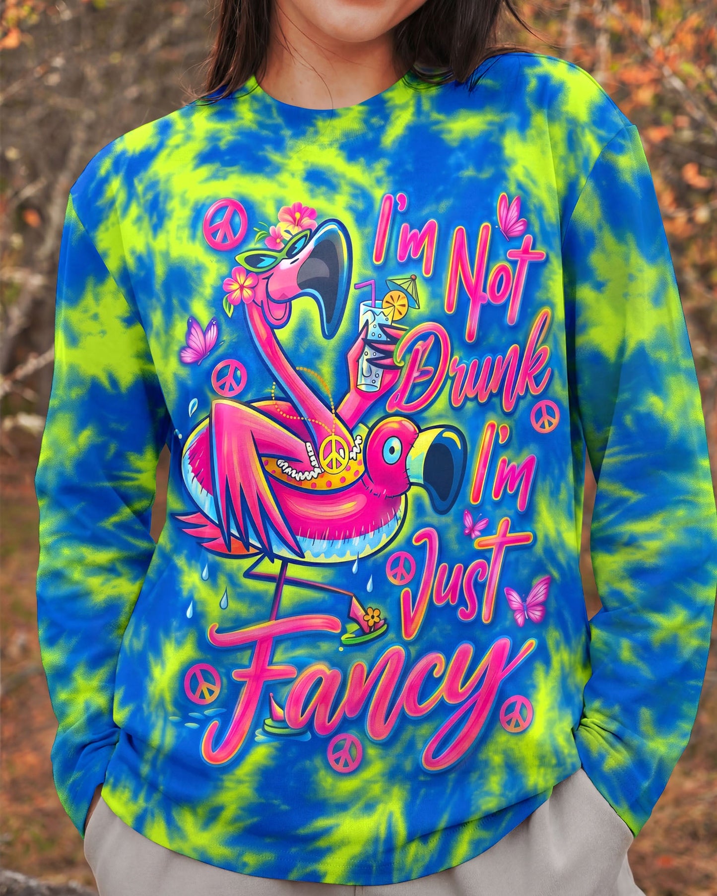 I'M NOT DRUNK FANCY FLAMINGO ALL OVER PRINT - RI0107261