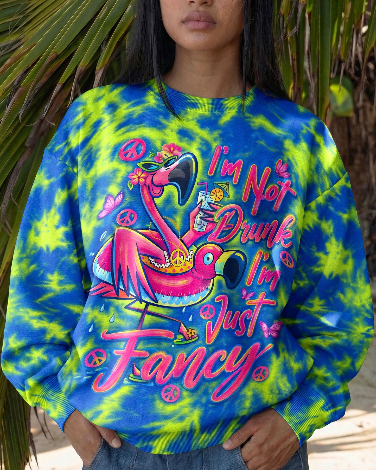 I'M NOT DRUNK FANCY FLAMINGO ALL OVER PRINT - RI0107261