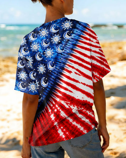 SUN AND MOON RED WHITE & BLUE SWIRL ALL OVER PRINT - TLHG0104262