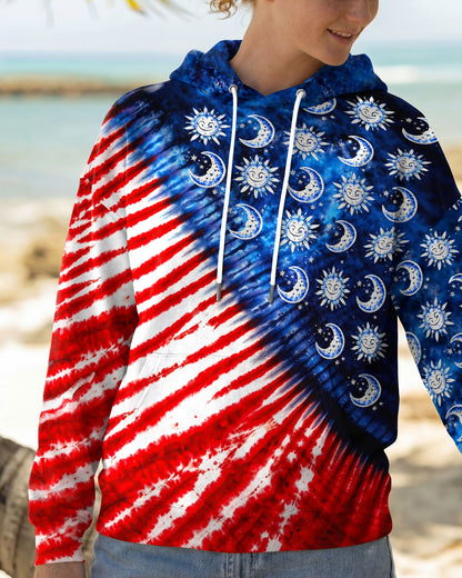 SUN AND MOON RED WHITE & BLUE SWIRL ALL OVER PRINT - TLHG0104262