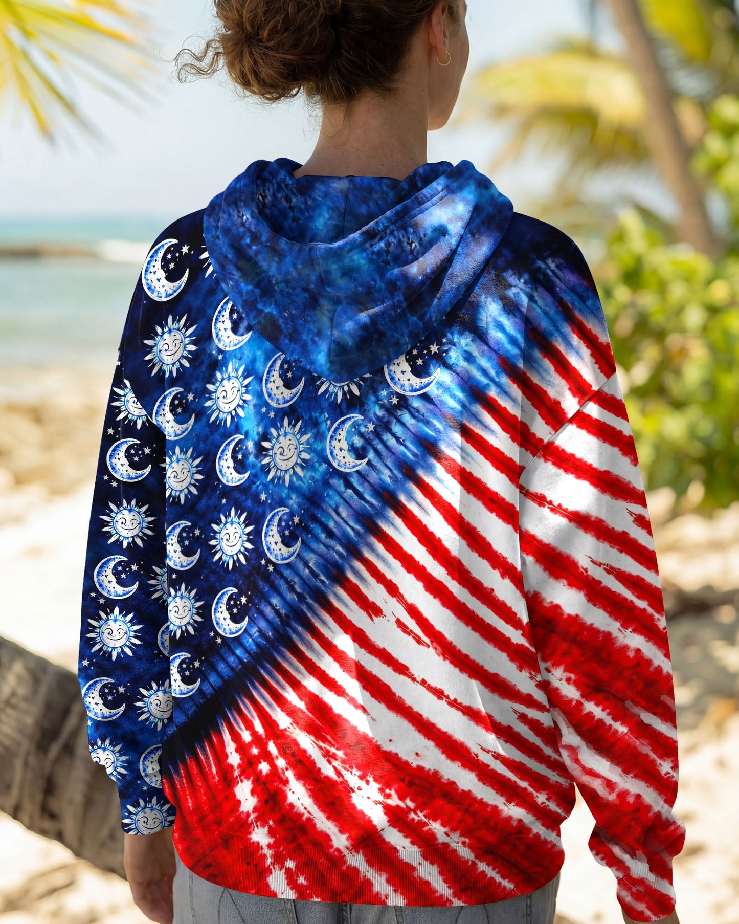 SUN AND MOON RED WHITE & BLUE SWIRL ALL OVER PRINT - TLHG0104262