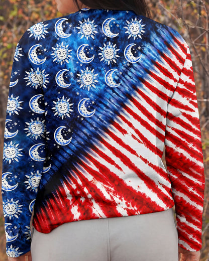 SUN AND MOON RED WHITE & BLUE SWIRL ALL OVER PRINT - TLHG0104262