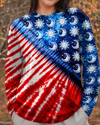 SUN AND MOON RED WHITE & BLUE SWIRL ALL OVER PRINT - TLHG0104262