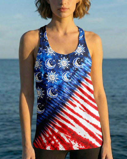 SUN AND MOON RED WHITE & BLUE SWIRL ALL OVER PRINT - TLHG0104262