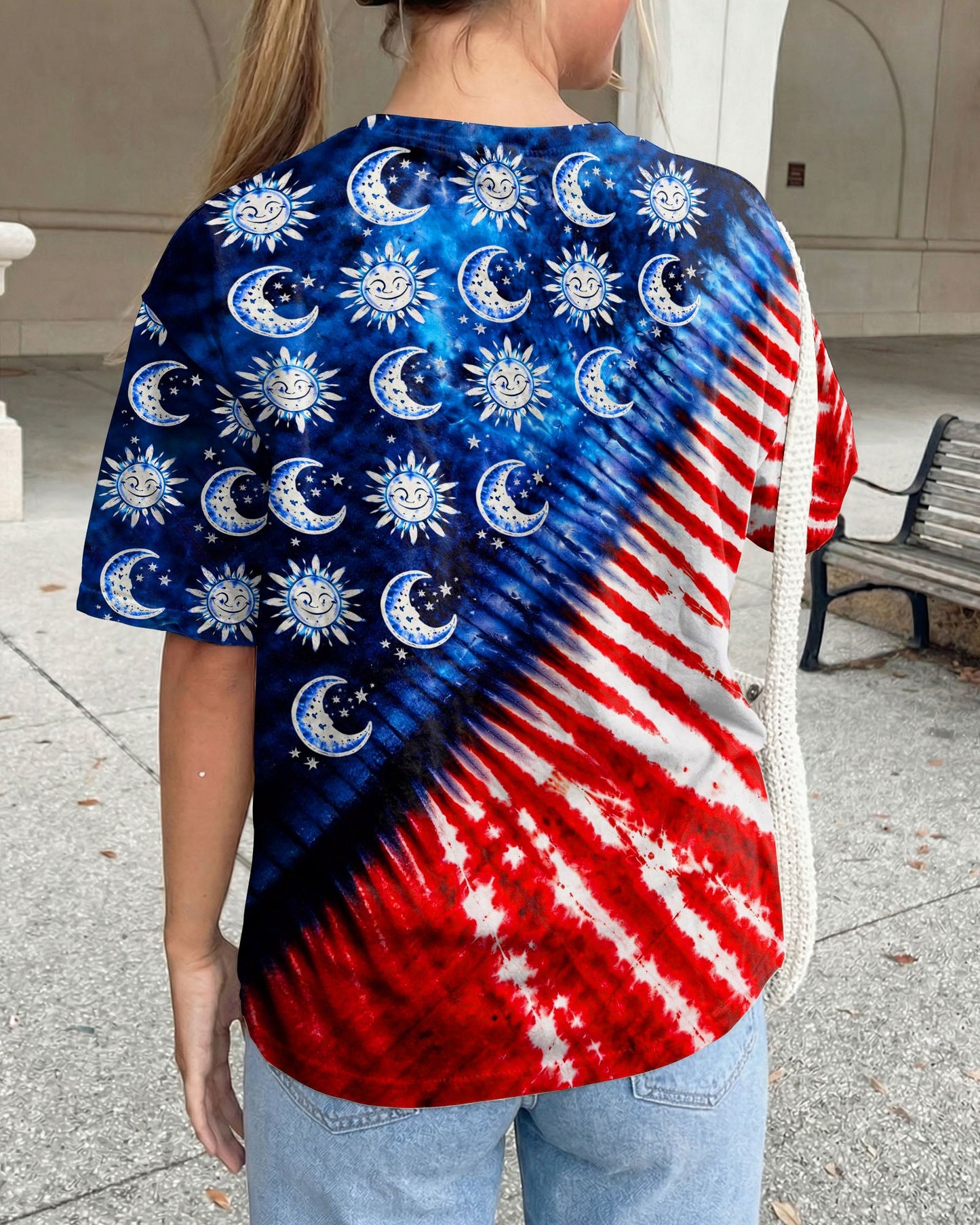 SUN AND MOON RED WHITE & BLUE SWIRL ALL OVER PRINT - TLHG0104262