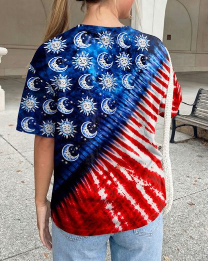 SUN AND MOON RED WHITE & BLUE SWIRL ALL OVER PRINT - TLHG0104262