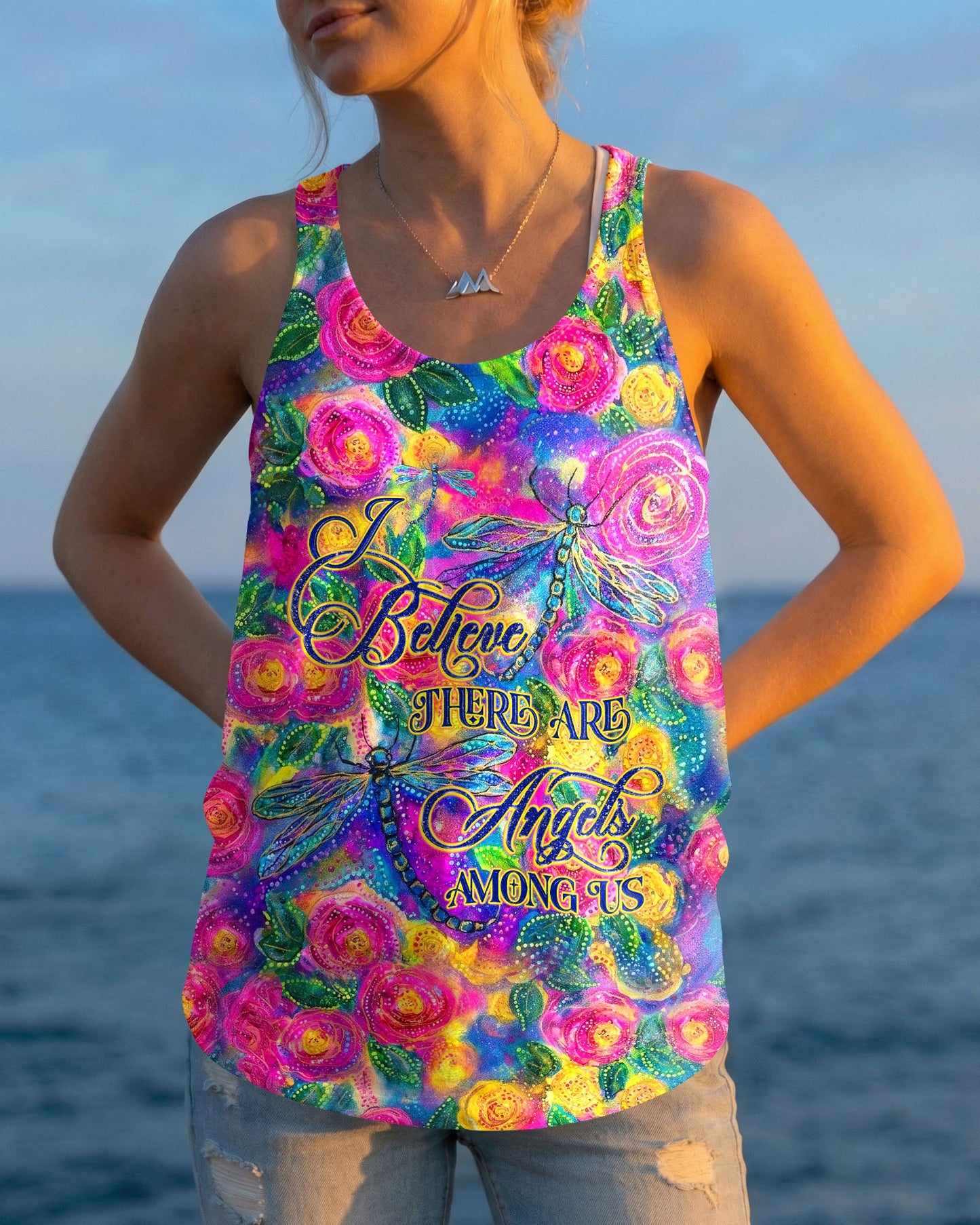 I BELIEVE THERE ARE ANGELS AMONG US DRAGONFLY ALL OVER PRINT - TLHG0106263