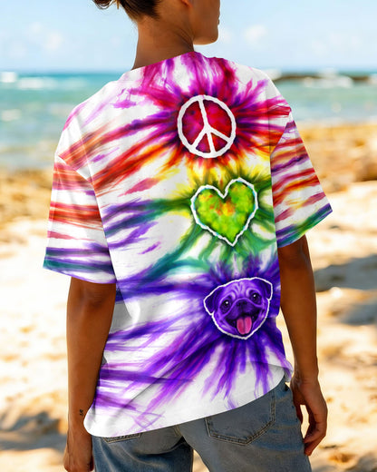 PEACE LOVE PUG DOG FACE SWIRL ALL OVER PRINT  - TLHG0704261