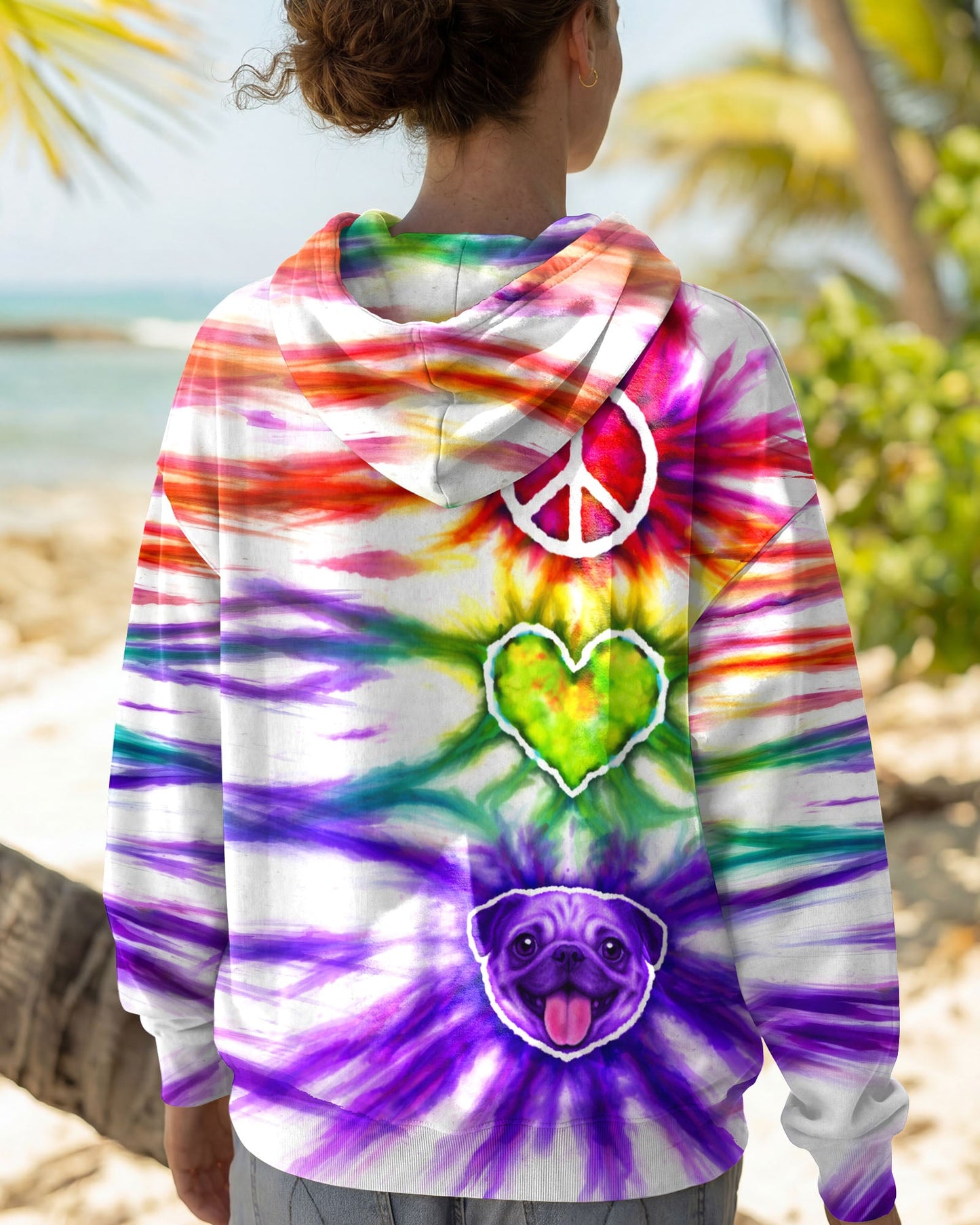 PEACE LOVE PUG DOG FACE SWIRL ALL OVER PRINT  - TLHG0704261