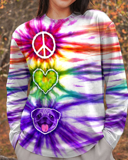 PEACE LOVE PUG DOG FACE SWIRL ALL OVER PRINT  - TLHG0704261
