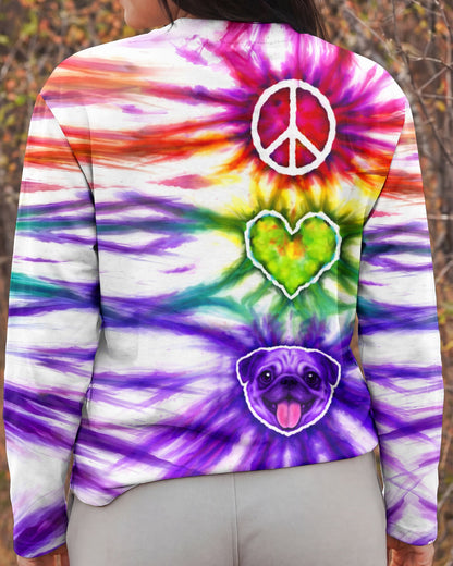 PEACE LOVE PUG DOG FACE SWIRL ALL OVER PRINT  - TLHG0704261