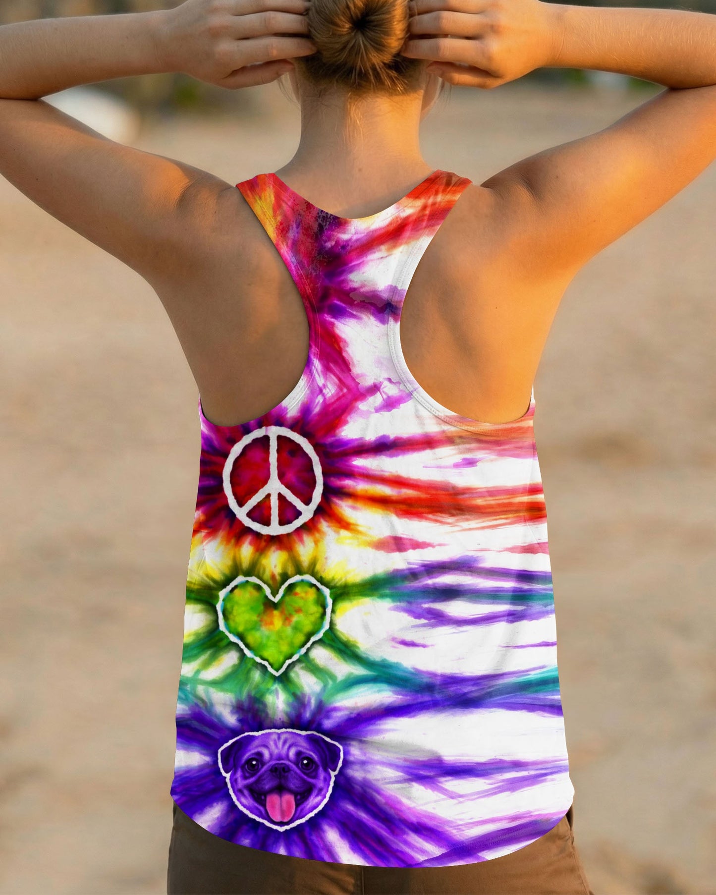 PEACE LOVE PUG DOG FACE SWIRL ALL OVER PRINT  - TLHG0704261