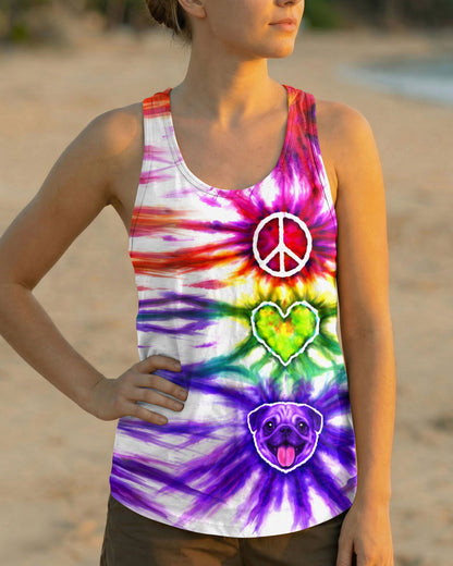 PEACE LOVE PUG DOG FACE SWIRL ALL OVER PRINT  - TLHG0704261