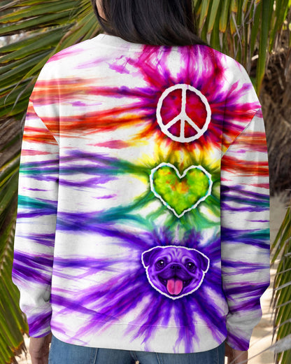 PEACE LOVE PUG DOG FACE SWIRL ALL OVER PRINT  - TLHG0704261