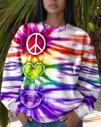 PEACE LOVE PUG DOG FACE SWIRL ALL OVER PRINT  - TLHG0704261