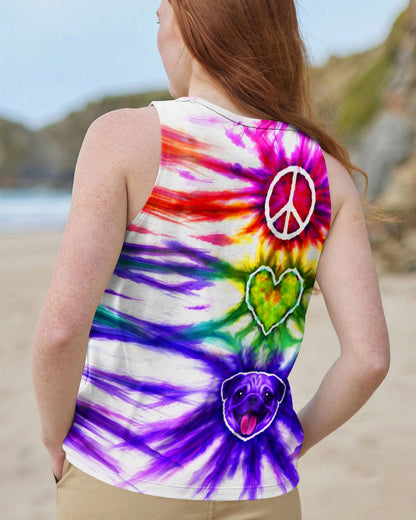 PEACE LOVE PUG DOG FACE SWIRL ALL OVER PRINT  - TLHG0704261