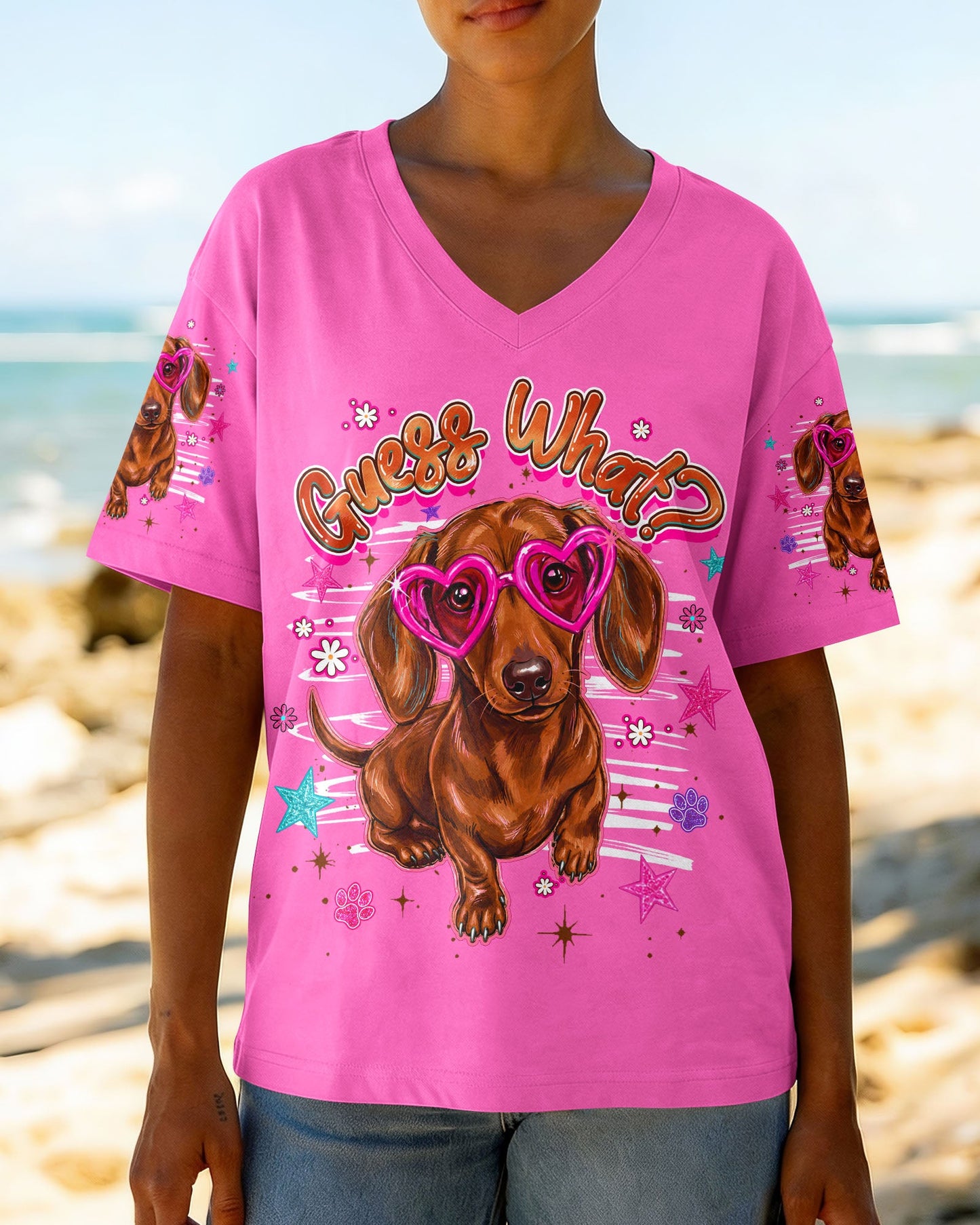 GUESS WHAT DACHSHUND DOG FUNNY ALL OVER PRINT - TLHG0705262