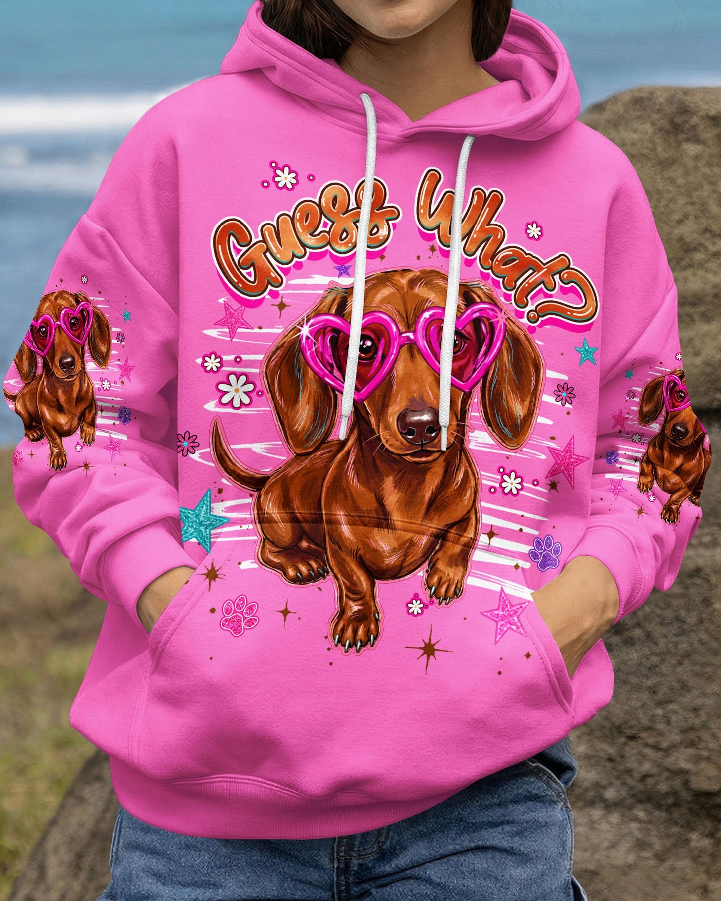 GUESS WHAT DACHSHUND DOG FUNNY ALL OVER PRINT - TLHG0705262