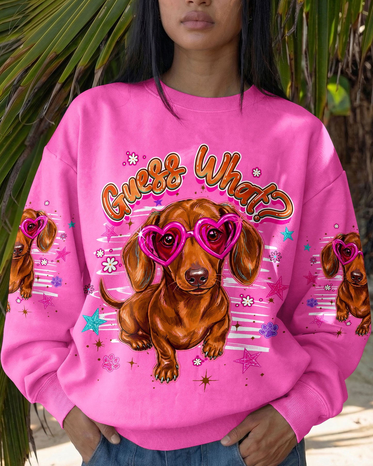 GUESS WHAT DACHSHUND DOG FUNNY ALL OVER PRINT - TLHG0705262