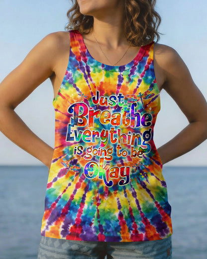 JUST BREATHE DRAGONFLY  COLORFUL  SWIRL ALL OVER PRINT - TLHG0904261