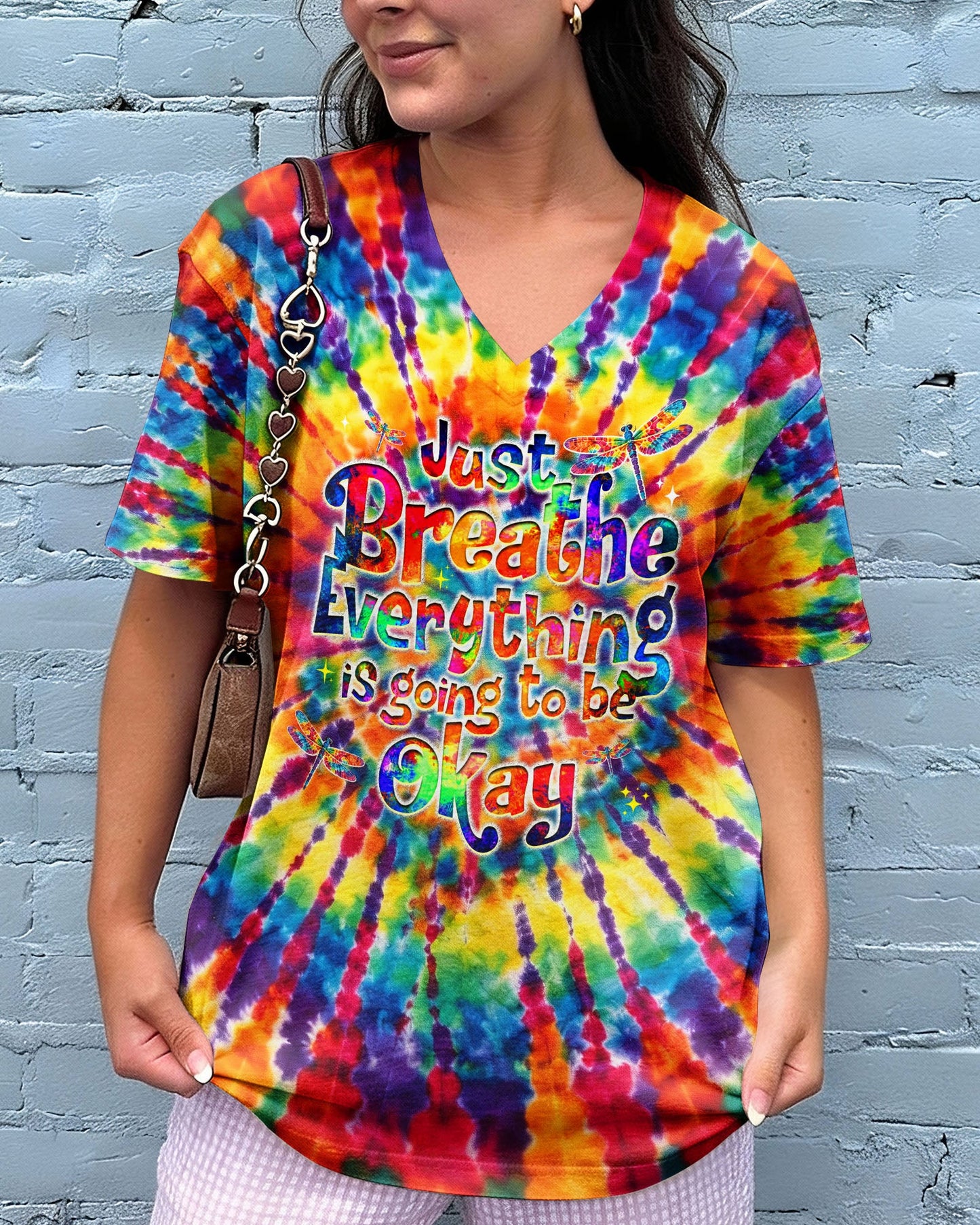 JUST BREATHE DRAGONFLY  COLORFUL  SWIRL ALL OVER PRINT - TLHG0904261