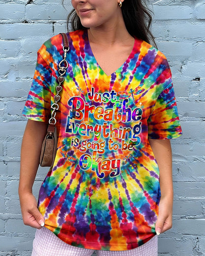 JUST BREATHE DRAGONFLY  COLORFUL  SWIRL ALL OVER PRINT - TLHG0904261