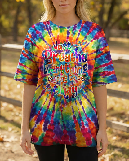 JUST BREATHE DRAGONFLY  COLORFUL  SWIRL ALL OVER PRINT - TLHG0904261